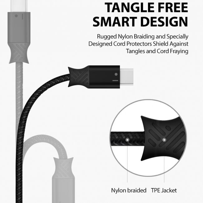 Cablu de date USB la Type-C 1.2m, Ringke Smart Fish, negru