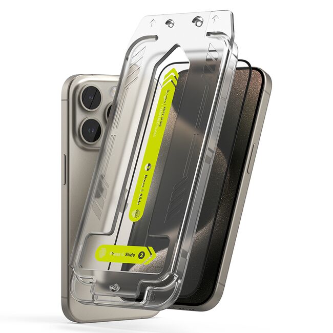 [Pachet 2x] Folie sticla iPhone 15 Pro Max Ringke Easy Slide Tempered Glass, transparenta