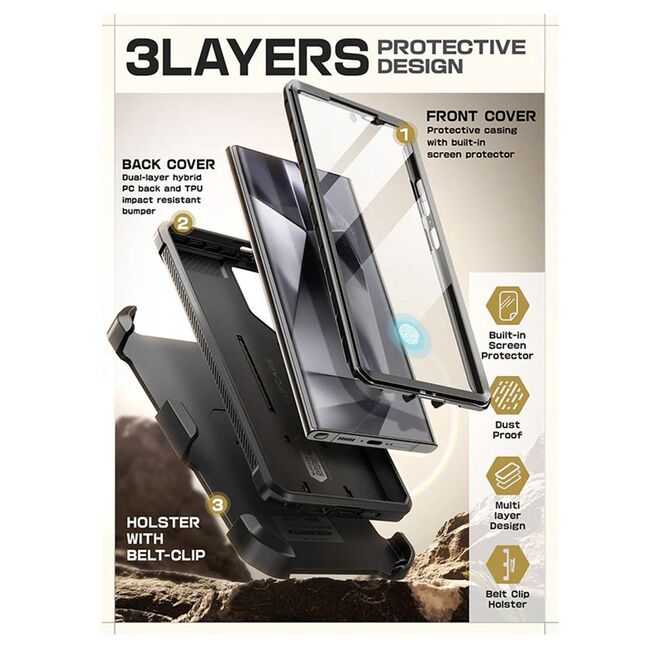 Husa Samsung Galaxy S24 Ultra Supcase Unicorn Beetle Pro, Black Ripple