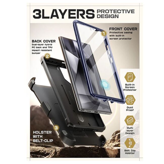 Husa Samsung Galaxy S24 Ultra Supcase Unicorn Beetle Pro, Blue Ripple