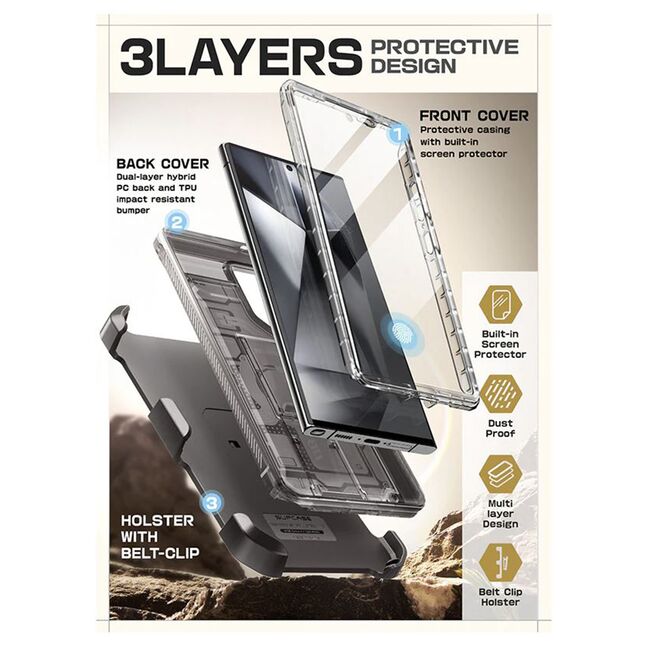 Husa Samsung Galaxy S24 Ultra Supcase Unicorn Beetle Pro, negru frost