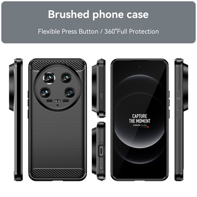 Husa pentru Xiaomi 14 Ultra Liquid Carbon Silicone, negru