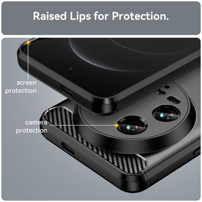 Husa pentru Xiaomi 14 Ultra Liquid Carbon Silicone, negru