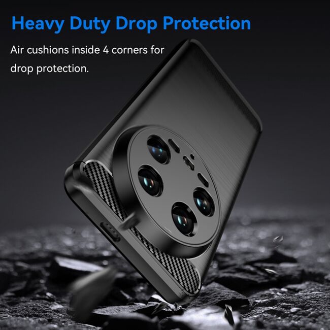 Husa pentru Xiaomi 14 Ultra Liquid Carbon Silicone, negru
