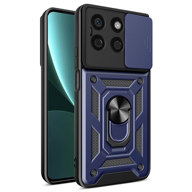 Husa pentru Honor X8b Ring Armor Kickstand Tough Rugged Cover cu protectie camera - blue
