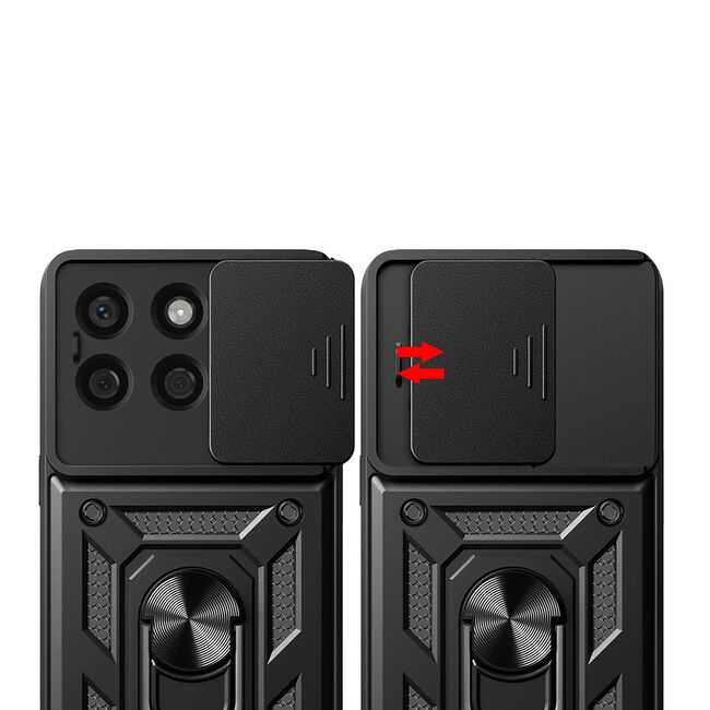Husa pentru Honor X8b Ring Armor Kickstand Tough Rugged Cover cu protectie camera - blue
