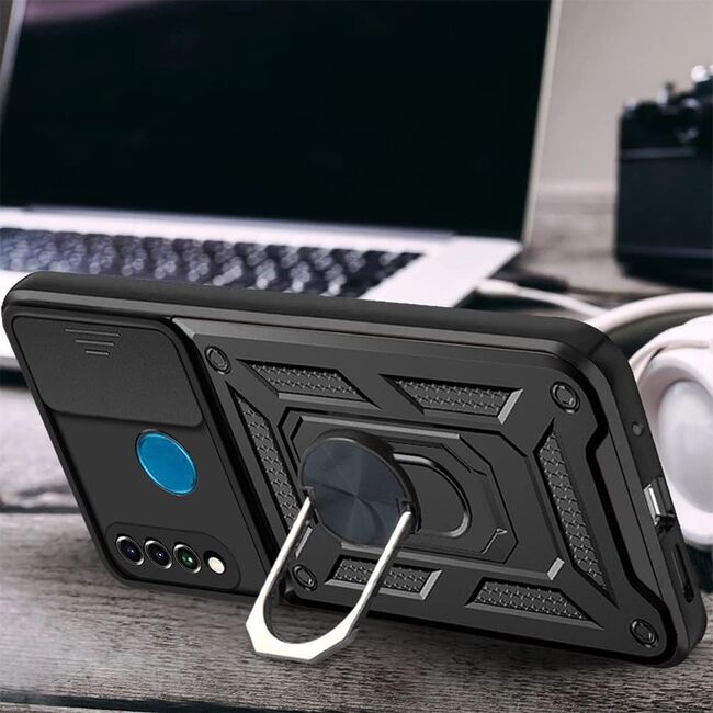 Husa pentru Huawei P30 Lite Armor Kickstand Tough Rugged Cover cu protectie camera - blue