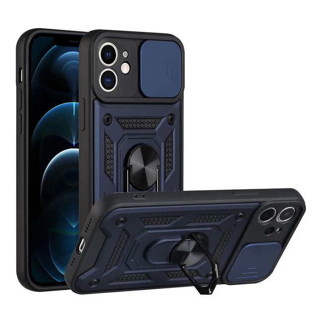 Husa pentru iPhone 11 cu inel Ring Armor Kickstand Tough, protectie camera - blue