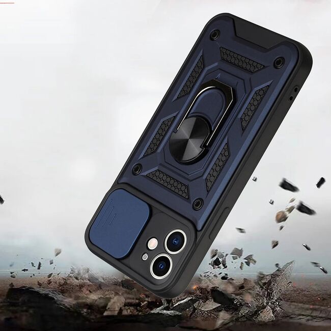 Husa pentru iPhone 11 cu inel Ring Armor Kickstand Tough, protectie camera - blue