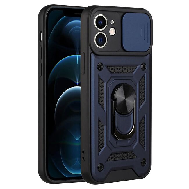 Husa pentru iPhone 11 cu inel Ring Armor Kickstand Tough, protectie camera - blue