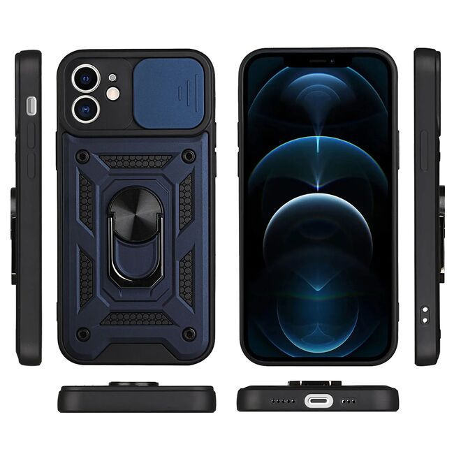 Husa pentru iPhone 11 cu inel Ring Armor Kickstand Tough, protectie camera - blue
