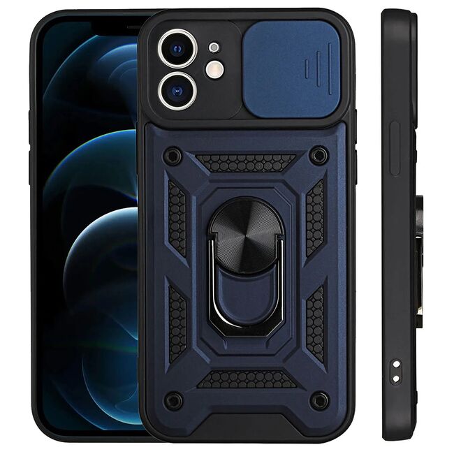 Husa pentru iPhone 11 cu inel Ring Armor Kickstand Tough, protectie camera - blue