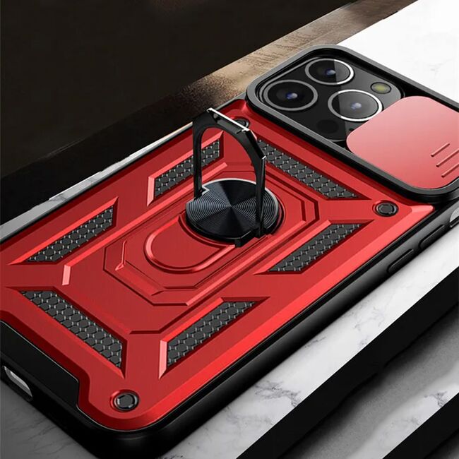 Husa pentru iPhone 12, 12 Pro cu inel Ring Armor Kickstand Tough, protectie camera - blue