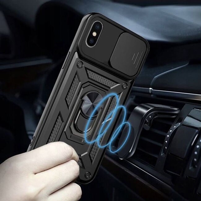 Husa pentru iPhone XS Max cu inel Ring Armor Kickstand Tough, protectie camera - blue