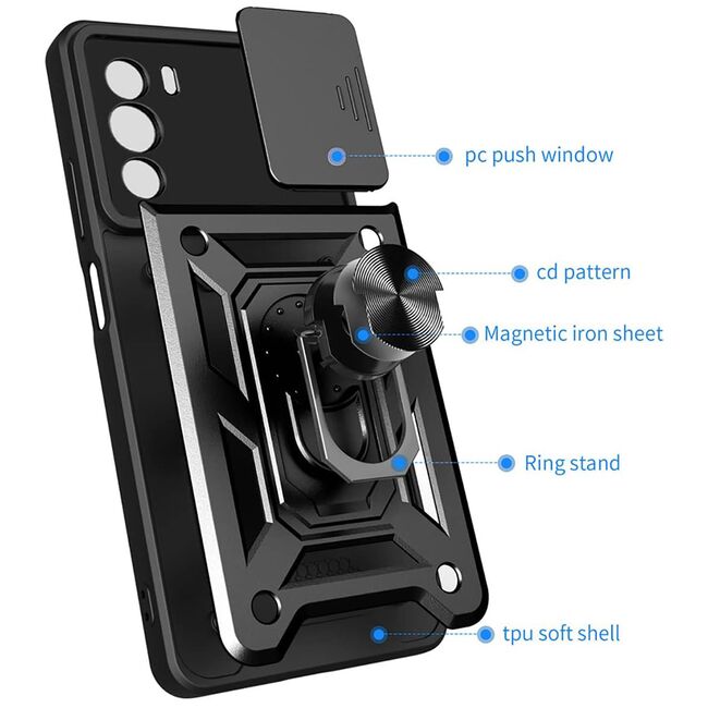 Husa pentru Motorola Edge 30 cu inel Ring Armor Kickstand Tough Rugged - blue