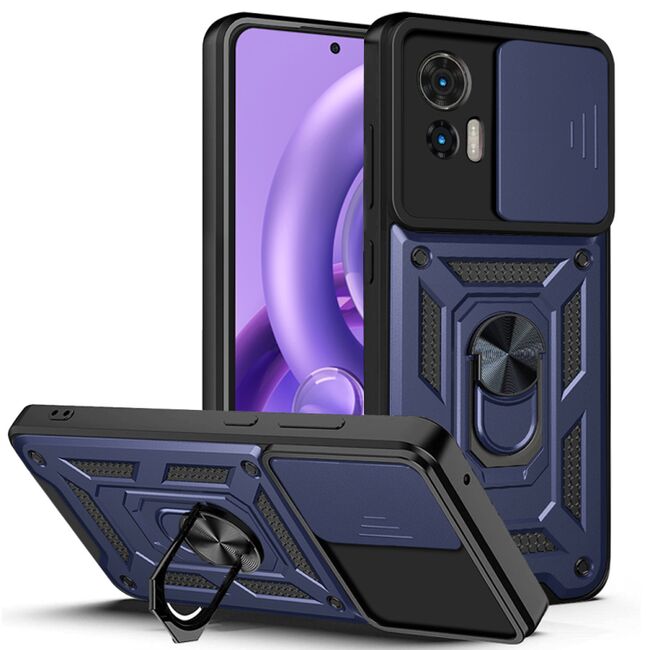 Husa pentru Motorola Edge 30 NEO cu inel Ring Armor Kickstand Tough Rugged - blue