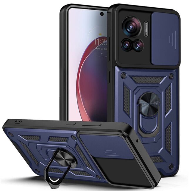 Husa pentru Motorola Edge 30 Ultra cu inel Ring Armor Kickstand Tough Rugged - blue