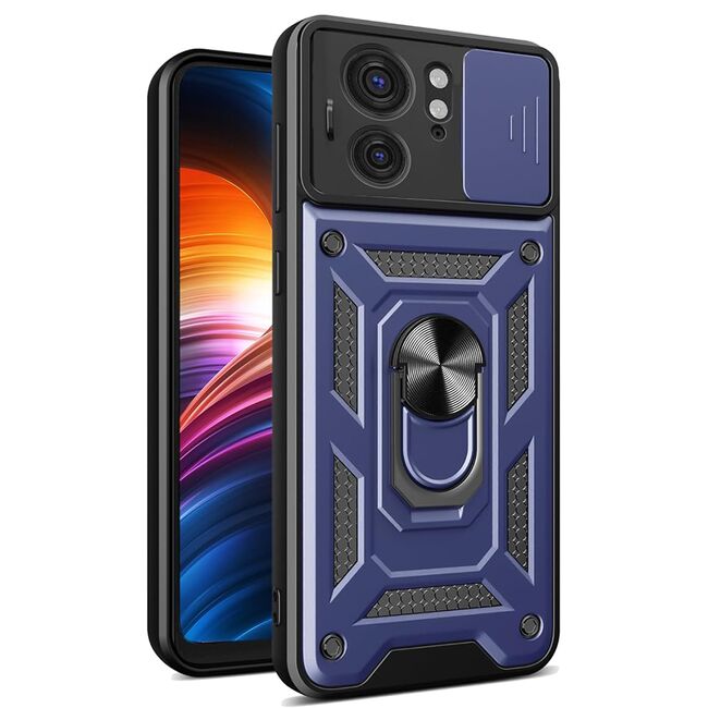 Husa pentru Motorola Edge 40 cu inel Ring Armor Kickstand Tough Rugged - blue