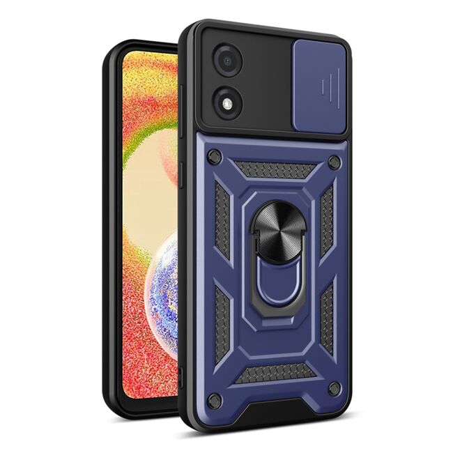Husa pentru Motorola Moto E13 cu inel Ring Armor Kickstand Tough, protectie camera - blue