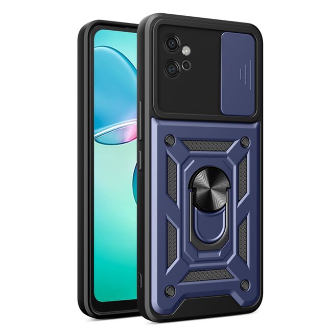 Husa pentru Motorola Moto G32 cu inel Ring Armor Kickstand Tough, protectie camera - blue