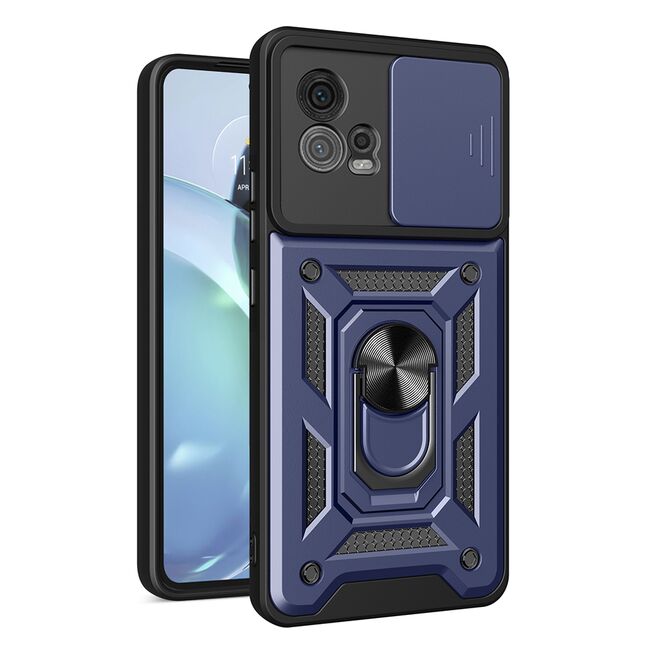 Husa pentru Motorola Moto G72 cu inel Ring Armor Kickstand Tough, protectie camera - blue