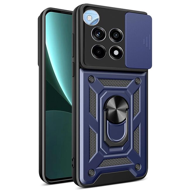 Husa OnePlus 12R cu inel Ring Armor Kickstand Tough Rugged cu protectie camera - blue