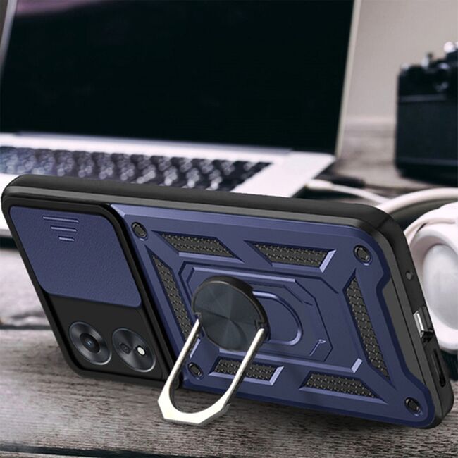 Husa Oppo A78 5G cu inel Ring Armor Kickstand Tough Rugged cu protectie camera - blue