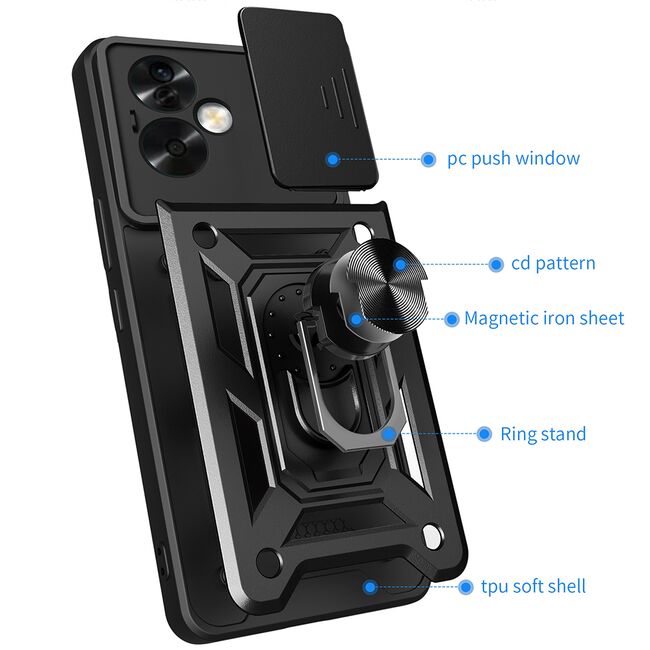 Husa Oppo A79 cu inel Ring Armor Kickstand Tough Rugged cu protectie camera - blue