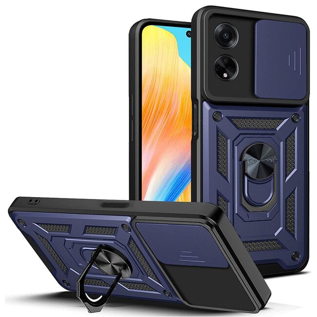 Husa Oppo A98 5G cu inel Ring Armor Kickstand Tough Rugged cu protectie camera - blue