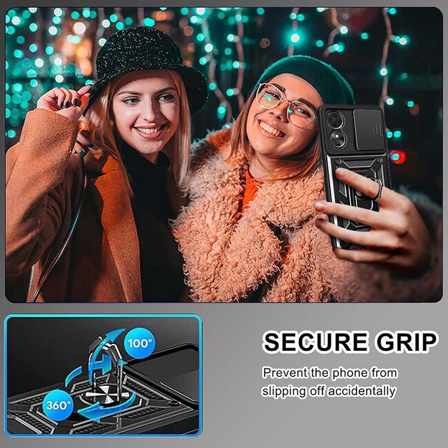 Husa Oppo A98 5G cu inel Ring Armor Kickstand Tough Rugged cu protectie camera - blue