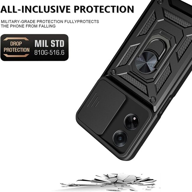 Husa Oppo A98 5G cu inel Ring Armor Kickstand Tough Rugged cu protectie camera - blue