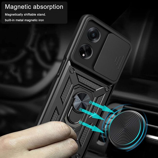 Husa Oppo A98 5G cu inel Ring Armor Kickstand Tough Rugged cu protectie camera - blue