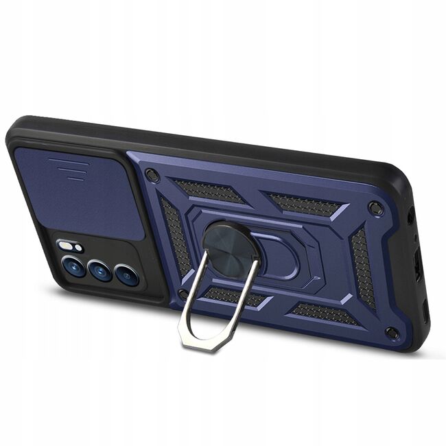 Husa pentru Oppo Reno 6 5G cu inel Ring Armor Kickstand Tough, protectie camera - blue