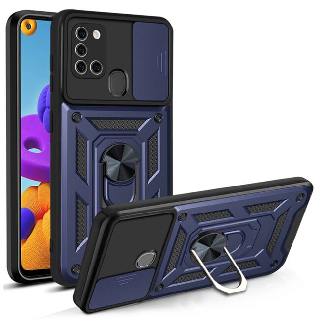 Husa pentru Samsung Galaxy A21s cu inel Ring Armor Kickstand Tough, protectie camera