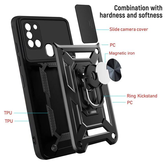 Husa pentru Samsung Galaxy A21s cu inel Ring Armor Kickstand Tough, protectie camera