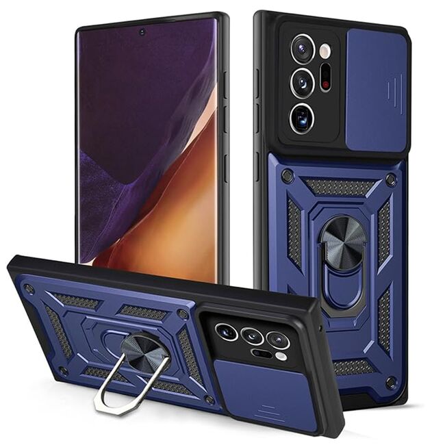 Husa pentru Samsung Galaxy Note 20 Ultra cu inel Ring Armor Kickstand Tough, protectie camera - blue