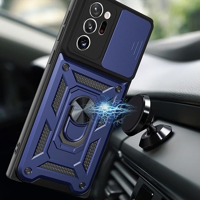 Husa pentru Samsung Galaxy Note 20 Ultra cu inel Ring Armor Kickstand Tough, protectie camera - blue