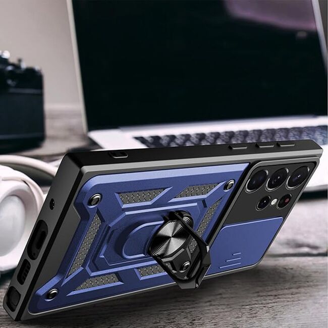 Husa pentru Samsung Galaxy Note 20 Ultra cu inel Ring Armor Kickstand Tough, protectie camera - blue