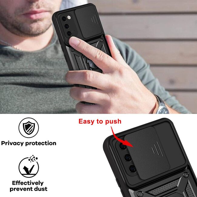 Husa pentru Samsung Galaxy S20 cu inel Ring Armor Kickstand Tough, protectie camera - blue
