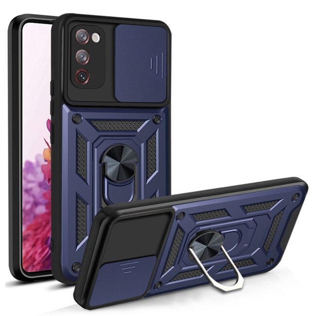 Husa pentru Samsung Galaxy S20 FE cu inel Ring Armor Kickstand Tough, protectie camera - blue