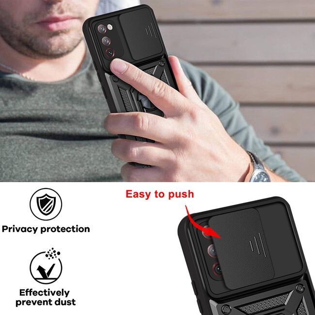 Husa pentru Samsung Galaxy S20 FE cu inel Ring Armor Kickstand Tough, protectie camera - blue