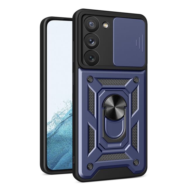 Husa pentru Samsung Galaxy S22 cu inel Ring Armor Kickstand Tough, protectie camera - blue