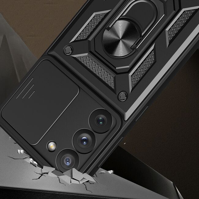 Husa pentru Samsung Galaxy S23 cu inel Ring Armor Kickstand Tough, protectie camera - blue