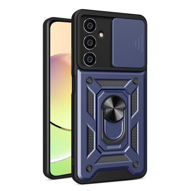 Husa pentru  Samsung Galaxy S23 FE Ring Armor Kickstand Tough Rugged Cover cu protectie camera, albastru