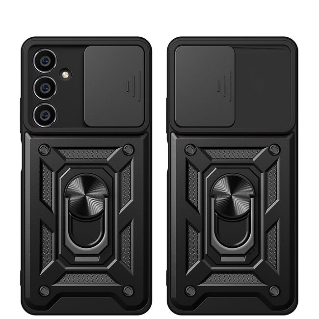 Husa pentru  Samsung Galaxy S23 FE Ring Armor Kickstand Tough Rugged Cover cu protectie camera, albastru
