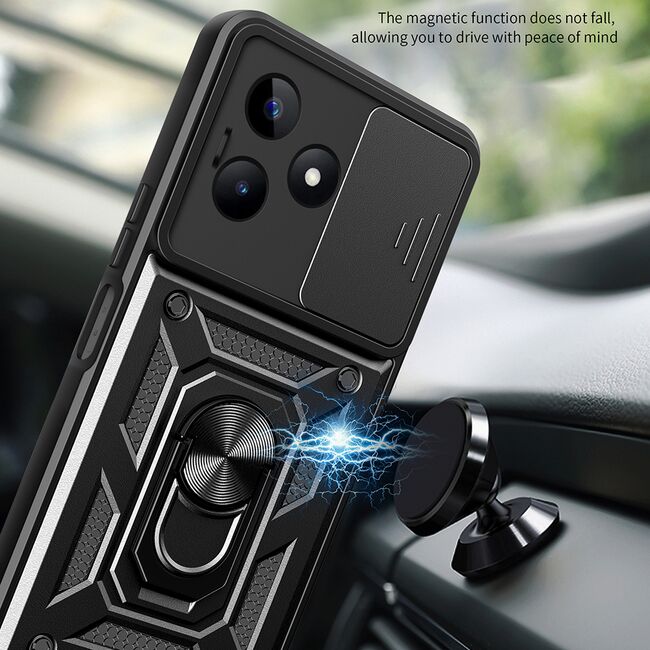 Husa pentru Xiaomi 14 Ring Armor Kickstand Tough Rugged Cover cu protectie camera - blue