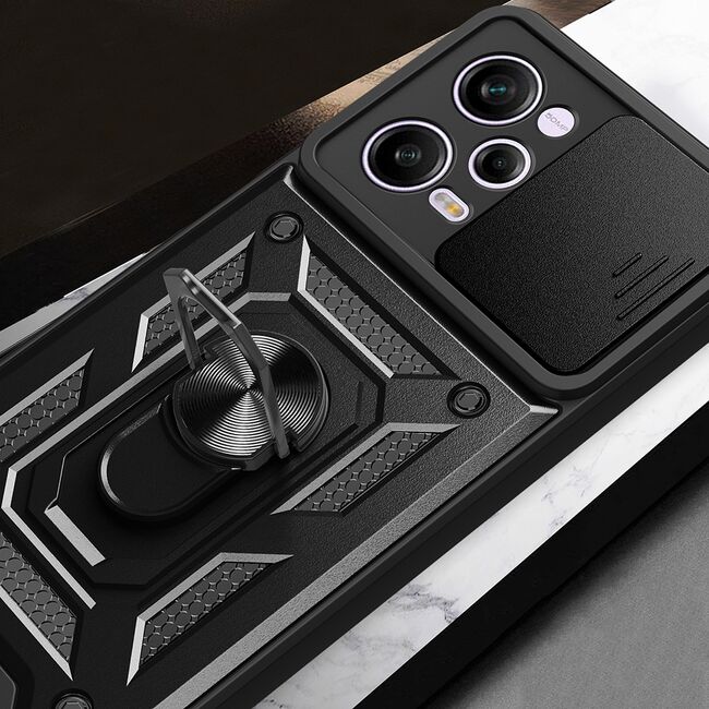 Husa pentru Xiaomi Redmi Note 12 5G sau Poco X5 cu inel Ring Armor Kickstand Tough, protectie camera - blue