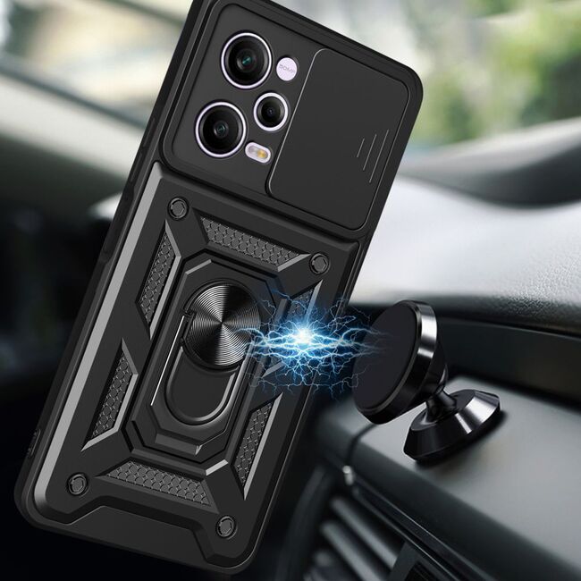 Husa pentru Xiaomi Redmi Note 12 Pro 5G sau Poco X5 Pro cu inel Ring Armor Kickstand Tough, protectie camera - blue