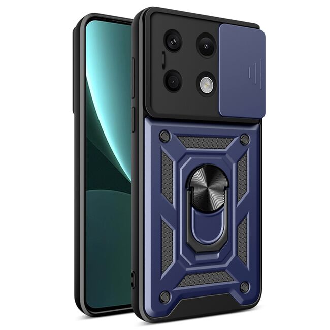 Husa pentru  Xiaomi Redmi Note 13 5G Ring Armor Kickstand Tough Rugged Cover cu protectie camera, albastru