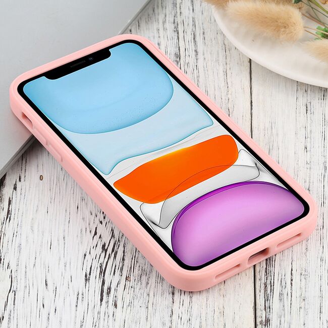 Pachet 360: Husa cu folie integrata pentru iPhone 11 Cover360 fata spate - roz / transparent